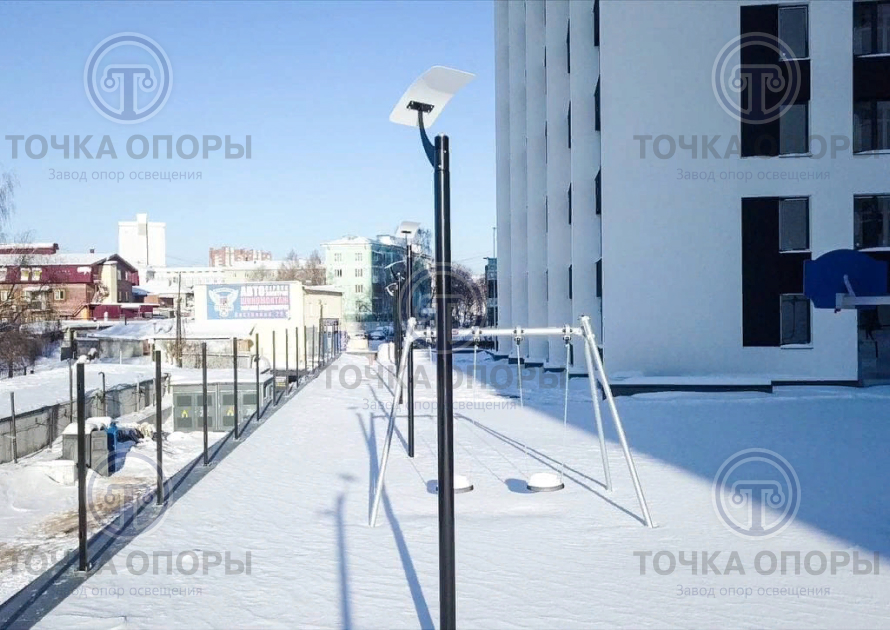 Поставка в город Екатеринбург, для ЖК Геометрия, опор отраженного света Зеус