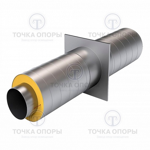 Неподвижная опора трубопроводов в ППУ изоляции с оцинкованной (ОЦ) оболочкой с металлической заглушкой изоляции